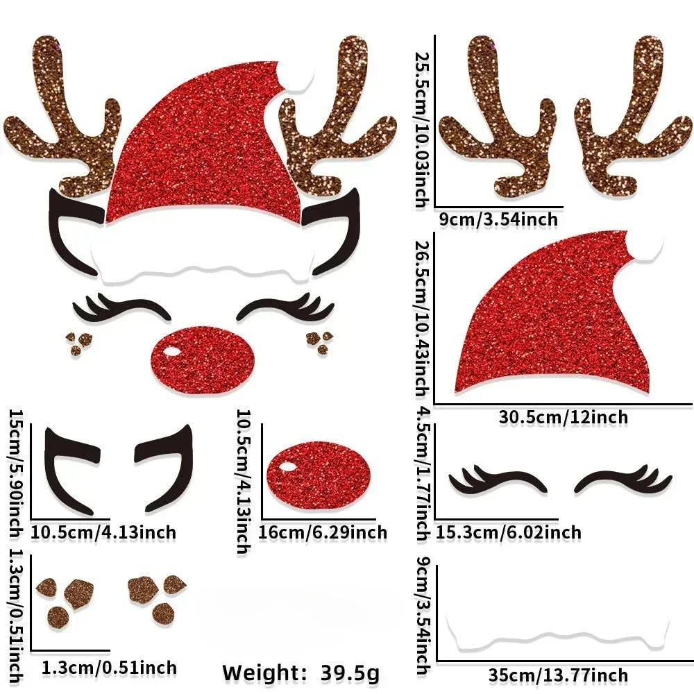 Christmas Door Window Stickers Felt Cloth Snowman Santa Claus Elk Wall Sticker Christmas Home Decoration Happy New Year 2024