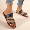 Rimocy 2023 Summer Flat Heel Sandals for Women Casual Plus Size Beach Slippers Woman Pu Leather Strap Slip-On Gladiator Sandals