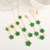 7 Color Women's 316L Stainless Steel Plant Five Leaves Flower Earrings Fashionable Two-layer Design Dangle Earrings