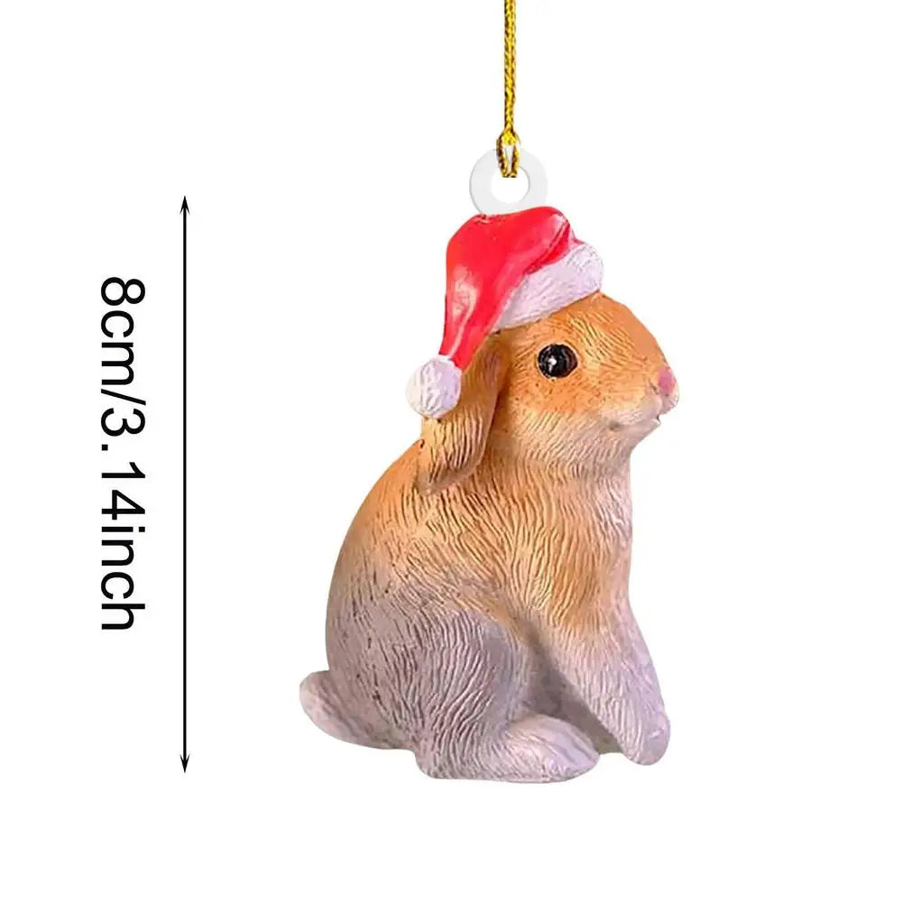 Squirrel Rabbit Bird Elk Hedgehog Pendant Christmas Tree Hanging Animal Ornaments Home Party Decoration 2025 New Year Navidad