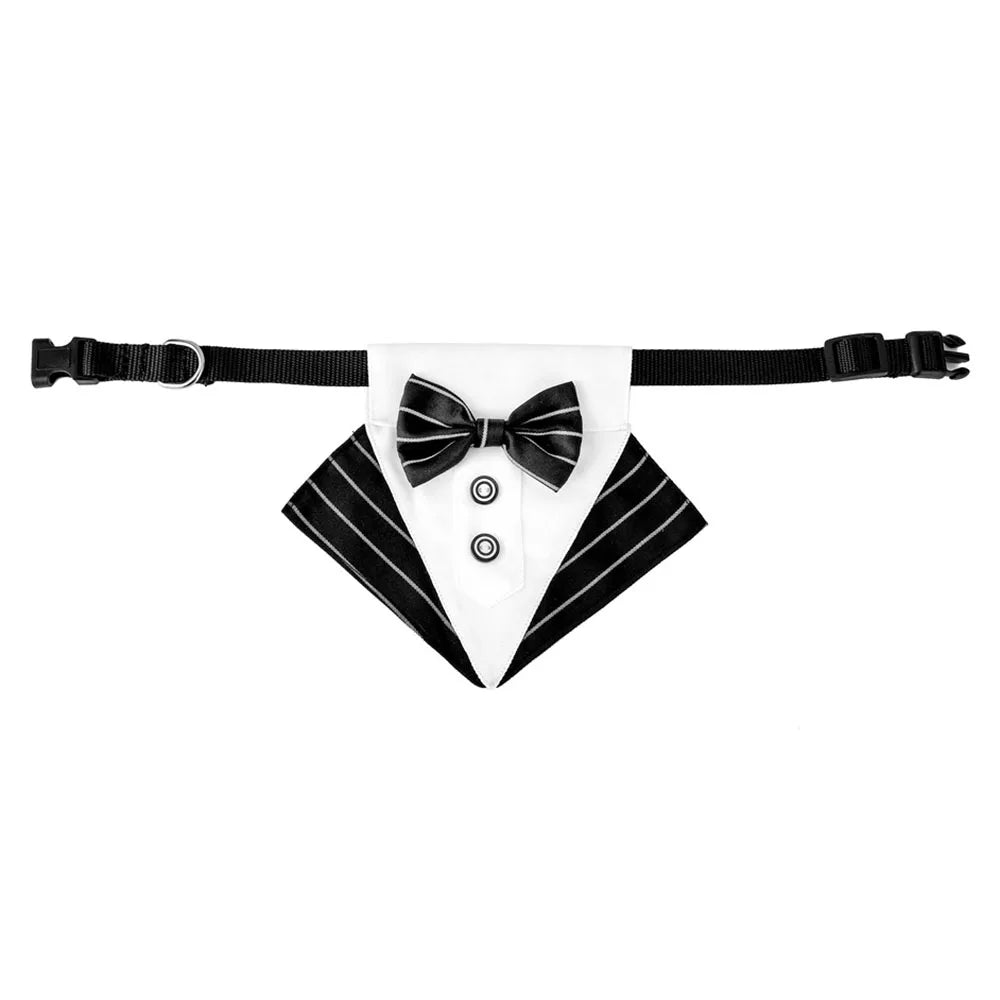 Dogs Tuxedo Bandana Formal Dog Wedding Bandana Collar with Bow Tie Adjustable Pet Scarf Bibs Party Birthday Costume Accessories