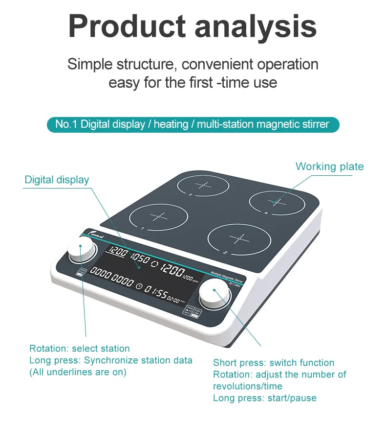 JOANLAB Multi-station Magnetic Stirrer Digital Display Laboratory Stirrer Magnetic Mixer With Heating Four-station Six-Position