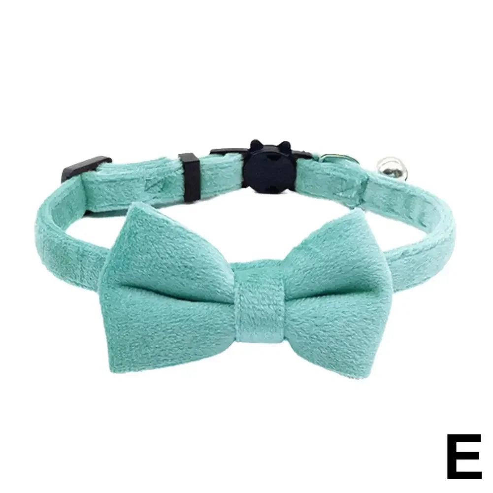 Suede Collar Bow Wear-resistant Lovely Comfortable Collar Collar Bell Velvet Dog Cat Small Adjustable Y5J7