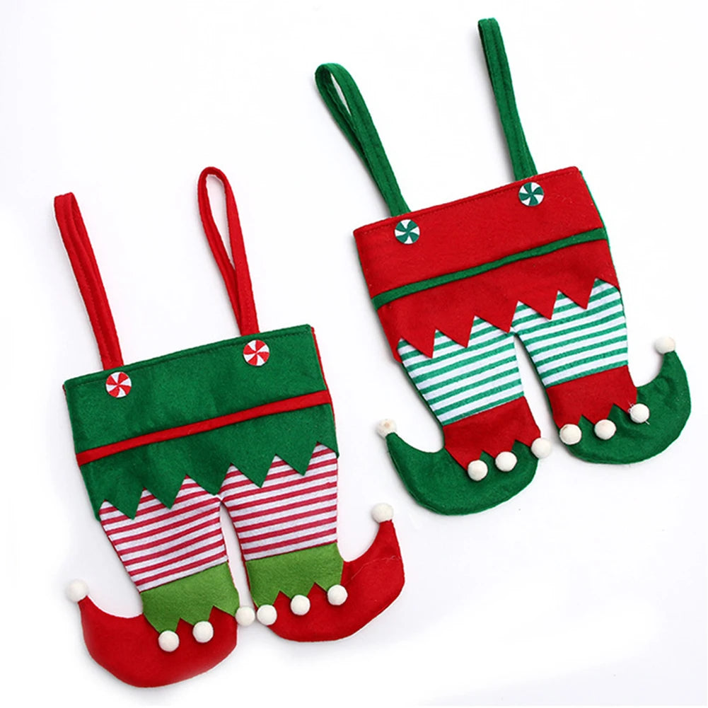 10-1pcs Christmas Candy Bags Santa Gift Bag Christmas Decorations 2023 Navidad Xmas Gift Bags Cristmas Candy Bags Velvet Bags