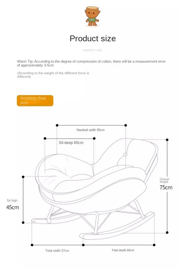 X&D Solid Wood Leisure Large Rocking Chair Can Lie On The Balcony Living Room Small Leisure Lazy Chair Snail Chair Penguin Chair