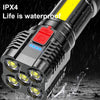 5 LEDs Flashlight Waterproof ABS Spotlight USB Rechargeable Battery Indicator COB Flood Light 4 Lighting Modes for Outdoor Use