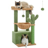 Cactus Cat Tree Cat Tower for Indoor Cats with Large Cat Condo Cat Scratching Post for Cats with Deep Hammock Cozy Top Perch