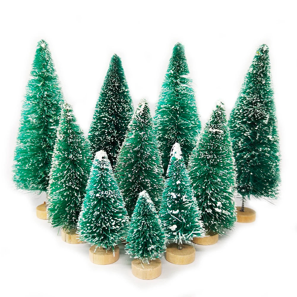 5Pcs Mini Christmas Trees Plastic Artificial Christmas Tree Ornament Winter Snow Tabletop Diy Craft Christmas Decoration 2024