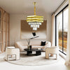 Gold round modern crystal ceiling chandelier K9 Crystal 3 level light ceiling pendant lamps for the living room foyer staircase