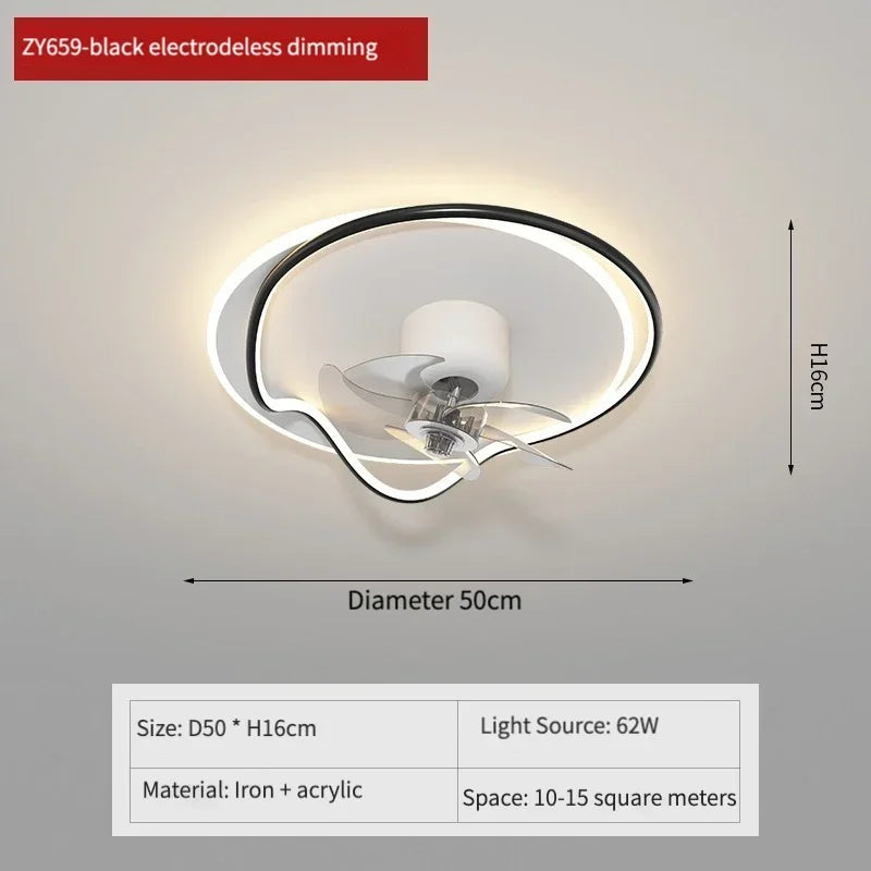 Modern Minimalist Ceiling Lamps For Living Room Fan Lights Intelligent Home Bedroom Restaurant Silent Fan Pendant Light Fixtures