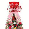 New Christmas Top Hat Tree Top Festive Christmas Tree Topper Hat Foldable Design With Bow Candy Cane Xmas Decoration