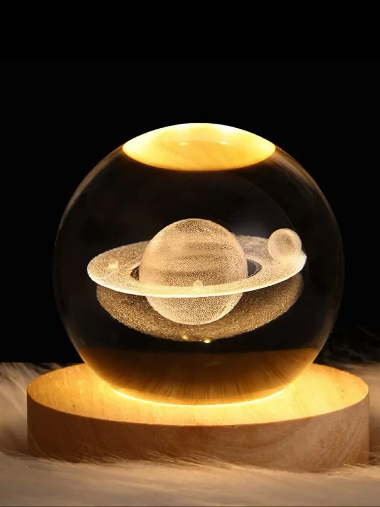 Unique USB Night Light with Galaxy and Planetary Projections 3D Crystal Ball Lamp for Cozy Atmosphere plasma ball Night Light