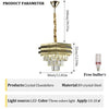 Gold round modern crystal ceiling chandelier K9 Crystal 3 level light ceiling pendant lamps for the living room foyer staircase