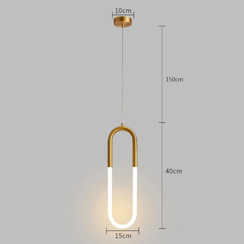 Gold Hanging Ring Pendant Lights Warm White LED Hanging Lamp Restaurant Bar Cafe Lighting U Shape Pendant Lamp