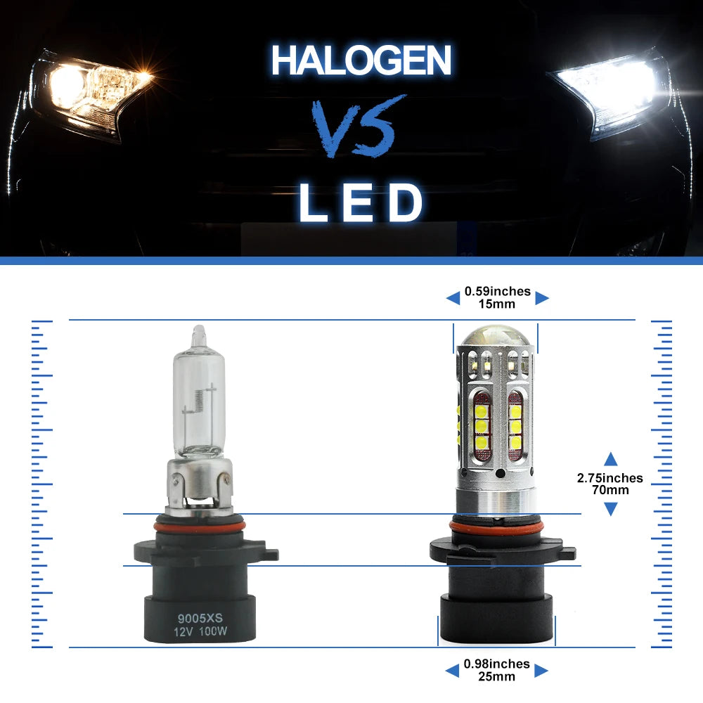 2pcs LED headlight Lamp bulb 9005XS HB3A 9006XS HB4A For VW Volvo V70 Chrysler high Low beam Canbus Driving Lamp 12V White 6500K