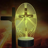 Jesus Cross 3D LED Night Light for Friends Xmas Easter Room Decor Gifts Crucifix Optical Illusion Desk Table Lamp Nightlight