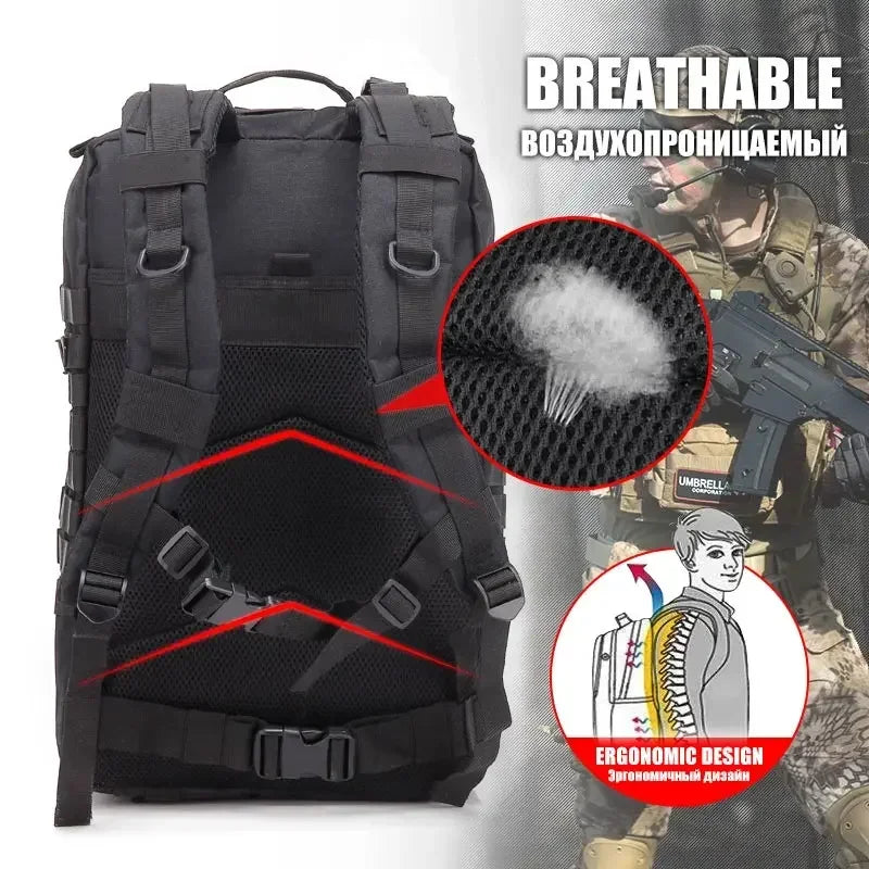 50L Man Tactical Backpacks Traveling Bags Outdoor 3P School Pack EDC Molle Pack For Trekking Hunting Bag camping equipment