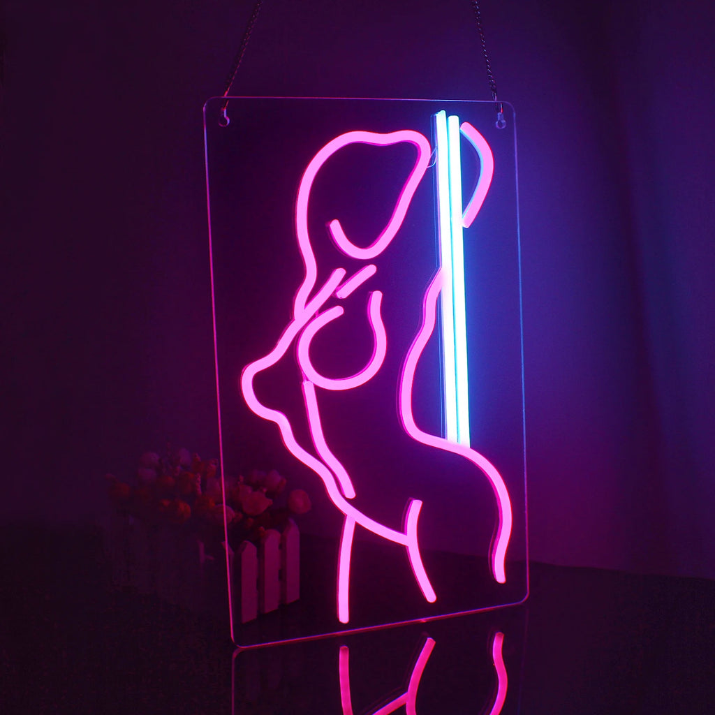 Sexy Lady Neon Sign Woman Body Pink Led Lights USB Powered Wall Light Up Signf For Home Bedroom Party Bar Night Club Room Decor