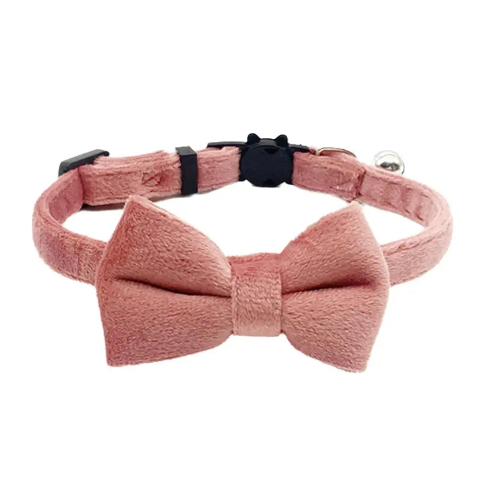 Suede Collar Bow Wear-resistant Lovely Comfortable Collar Collar Bell Velvet Dog Cat Small Adjustable Y5J7