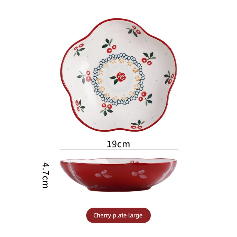 Retro Cherry For Home Delicate Complementary Food Steamed Egg Bowl Ceramic