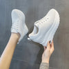 Fujin 2024 10CM Genuine Leather Sneakers Platform Shoes Wedge Hidden Heel Pumps Warm Fur Fashion Sneakers Women Winter Shoes