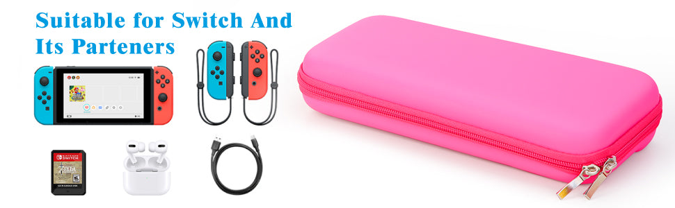 For Switch Case Compatible with Nintendo Switch, 9 in 1 Accessories kit with Carrying Case, Dockable Protective Case