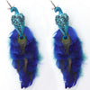 Christmas Decorations Faux Glitter Blue Peacock Ornaments With Tail Feather For Christmas Tree Decorations Garden Decor Yard