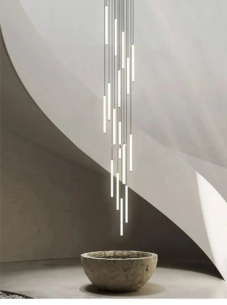 Modern Staircase LED Chandelier Living Room Lamp Designer Home Decoration Hanging Villa Dining Table Rotating Penthouse