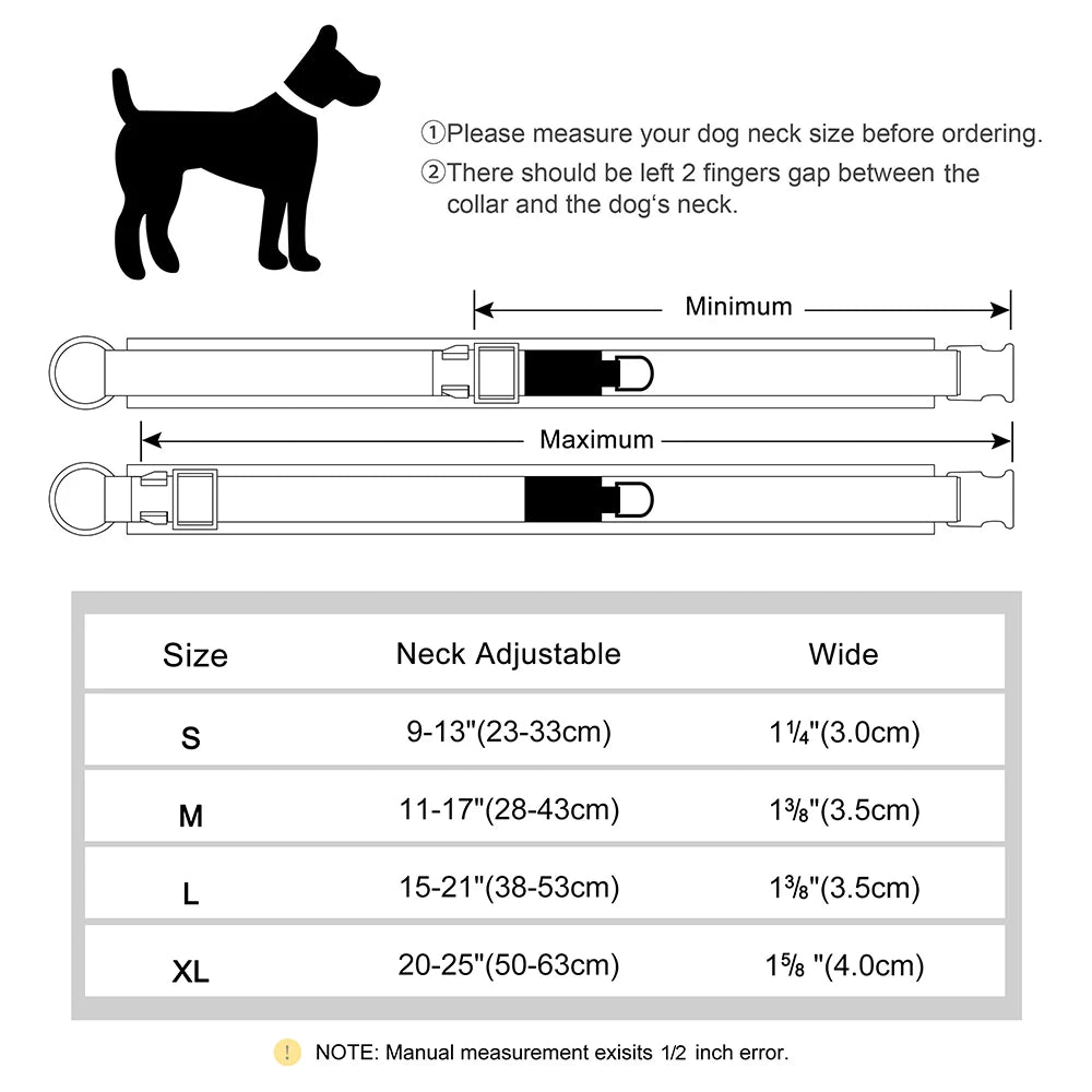 Personalized Nylon Dog Collar Soft Padded Dog Collars Durable Pet ID Collar Adjustable for Small Medium Large Dogs Free Custom