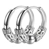 2pcs Punk Stainless Steel Round Circle Totem Hoop Earrings For Men Women, Not Fade Ear Rings Hip Hop Male Ear Piercing Jewelry