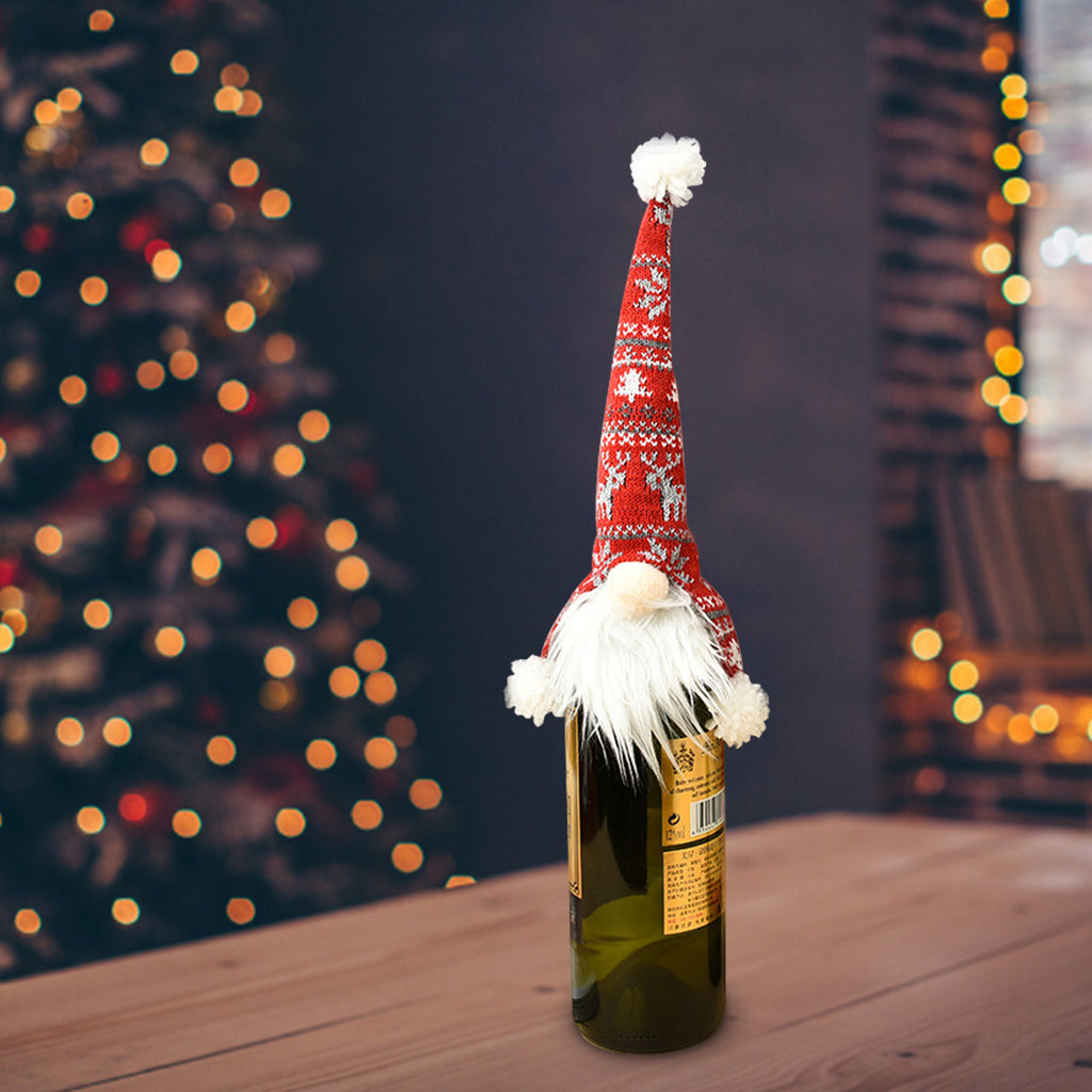 Christmas Supplies Tall Hat Faceless Doll Wine Bottle Christmas Ornaments Holder Santa Claus Wine Bag New Year'S Eve Decorations