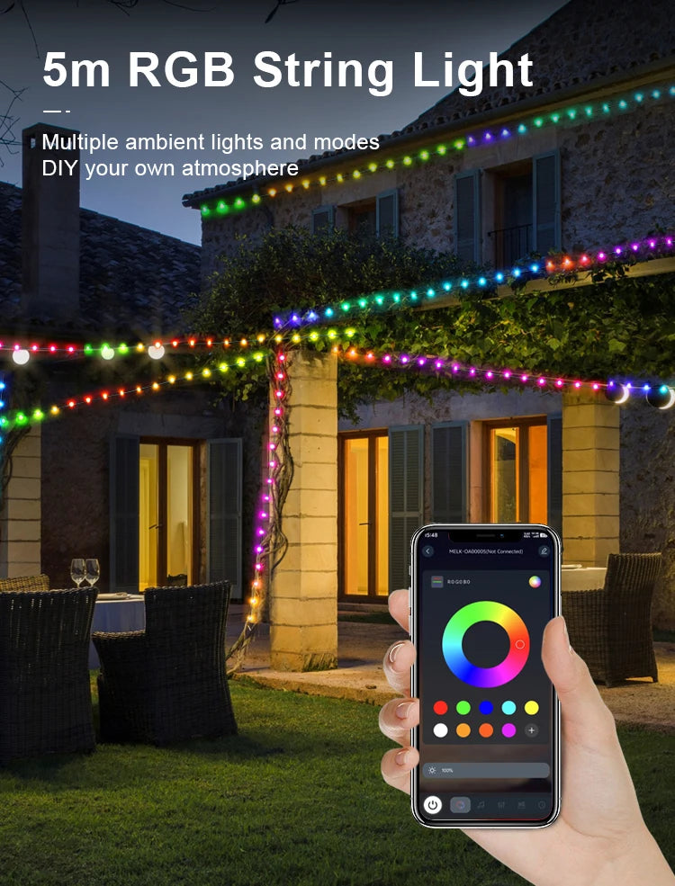 Nachtlampje Camping String Light LED Rechargeable Strip Outdoor Waterproof    Smart APP Atmosphere Lamp Decor for Garden Tent