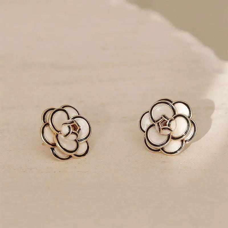 fashion women simple flower earrings elegant classic feminie camellia studs