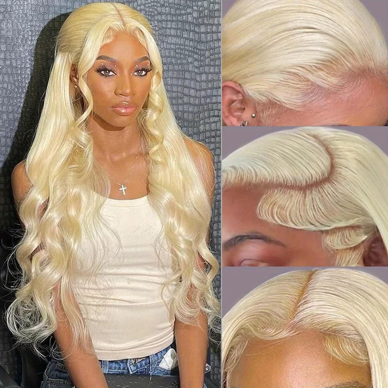 613 13x6 HD Transparent Blonde Front Human Hair Body wave Lace Frontal Wig Brazilian Hair For Black Women