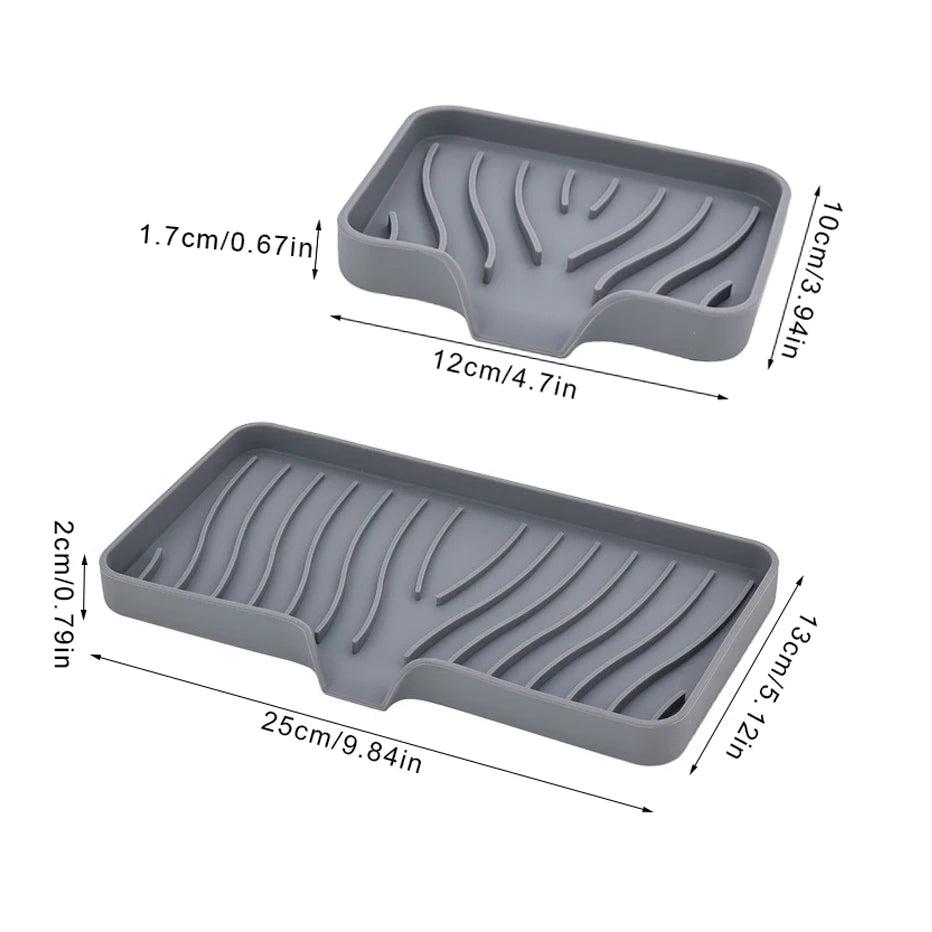 1 Pcs Silicone Soap Tray/Stand, Self-Draining Soap Pad,Multifunctional No-Punch Sink Tray Storage Rack for Bathroom Kitchen