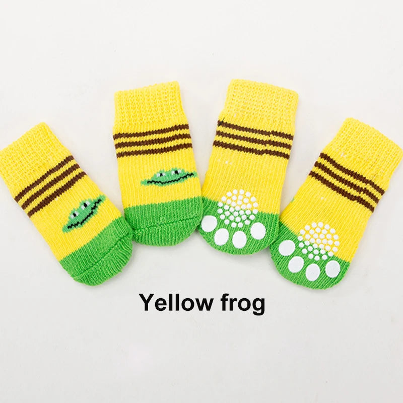 4pcs Pet Socks Dog Socks Breathable Anti-Slip Puppy Shoes Pet Cat Socks Dog Shoes For Small Breeds Spitz York Dogs Chihuahua