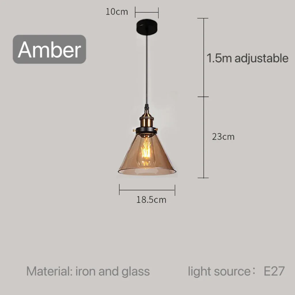 American Vintage Loft Glass Pendant Lamp Bar Restaurant Kitchen Dining Room Light Creative Personality Lighting Hanging Indoor