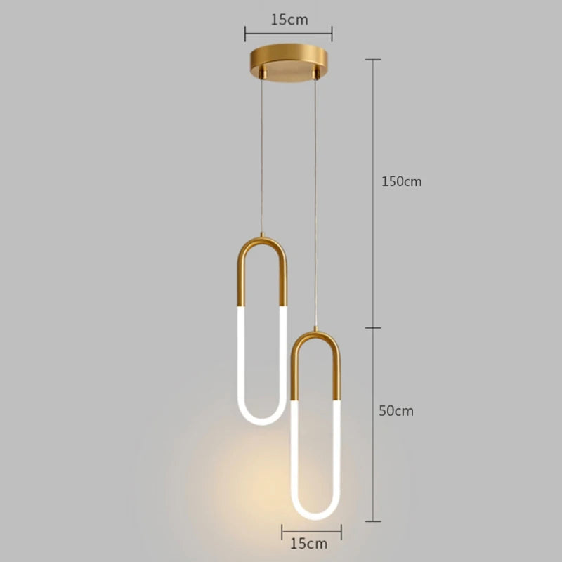 Gold Hanging Ring Pendant Lights Warm White LED Hanging Lamp Restaurant Bar Cafe Lighting U Shape Pendant Lamp