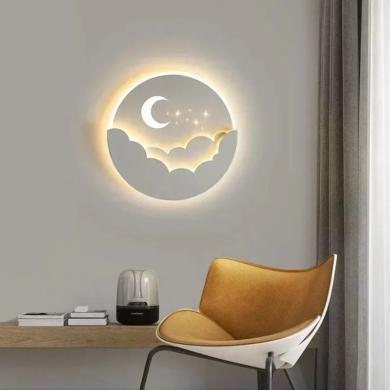 Modern LED Wall Lamp for Living Dining Bedroom Aisle Study Entryway Moon Sconce Light Indoor Home Decor Lighting Fixture Luster