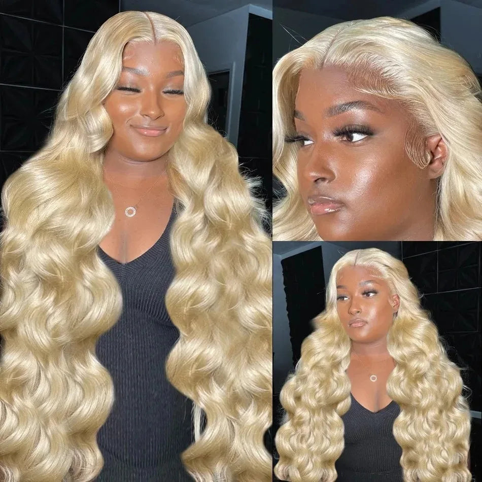 613 13x6 HD Transparent Blonde Front Human Hair Body wave Lace Frontal Wig Brazilian Hair For Black Women