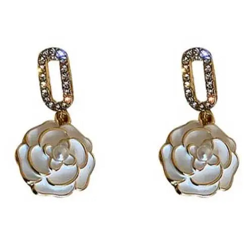 fashion women simple flower earrings elegant classic feminie camellia studs