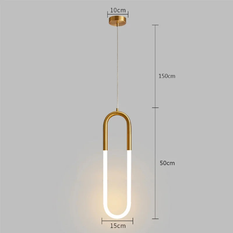 Gold Hanging Ring Pendant Lights Warm White LED Hanging Lamp Restaurant Bar Cafe Lighting U Shape Pendant Lamp