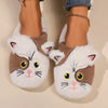 New Winter Women Lovely Cat Plush Slippers Warm Shoes Slides Cute Cartoon Cat Fuzzy Slippers Men Soft Footwear Home Cotton Shoes