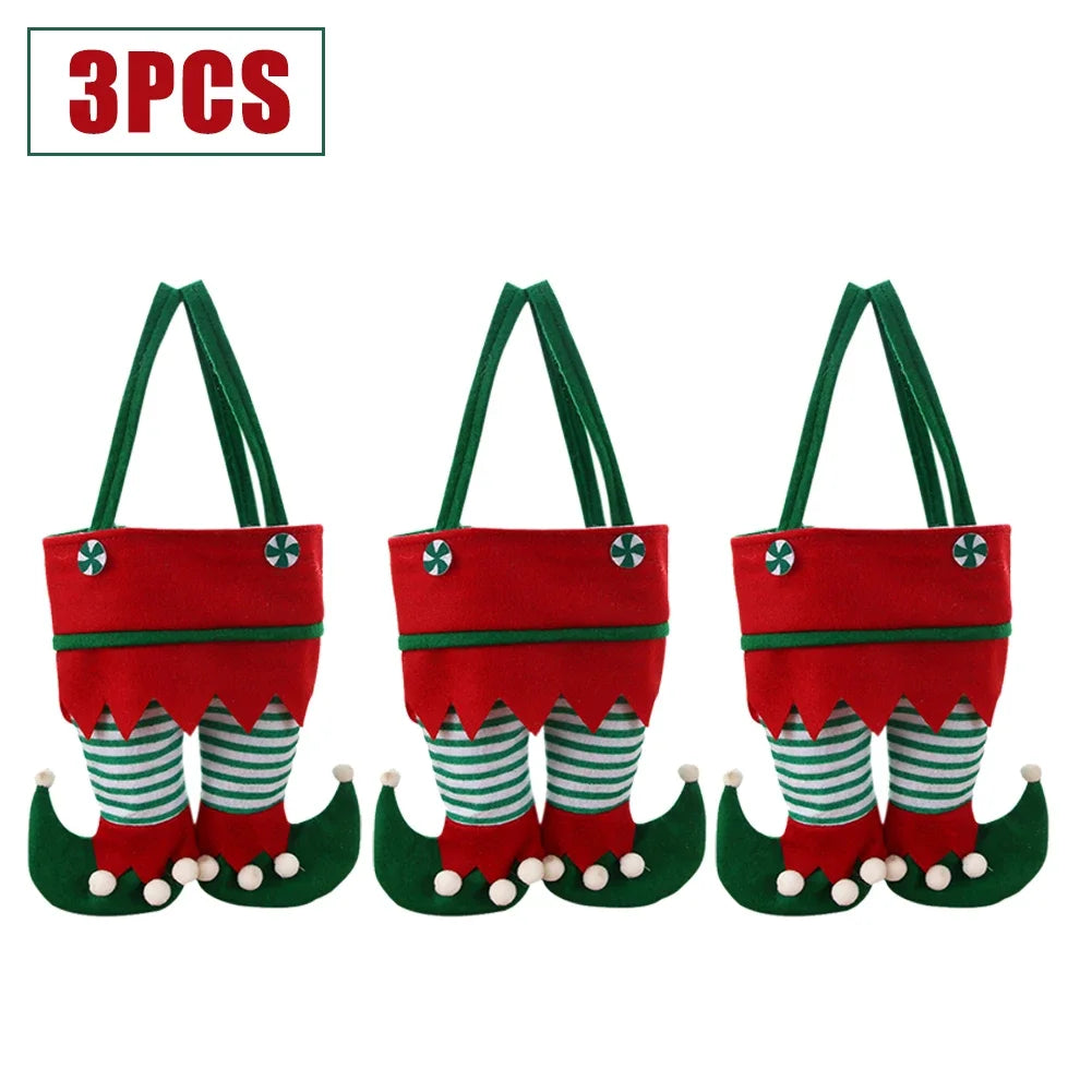 10-1pcs Christmas Candy Bags Santa Gift Bag Christmas Decorations 2023 Navidad Xmas Gift Bags Cristmas Candy Bags Velvet Bags