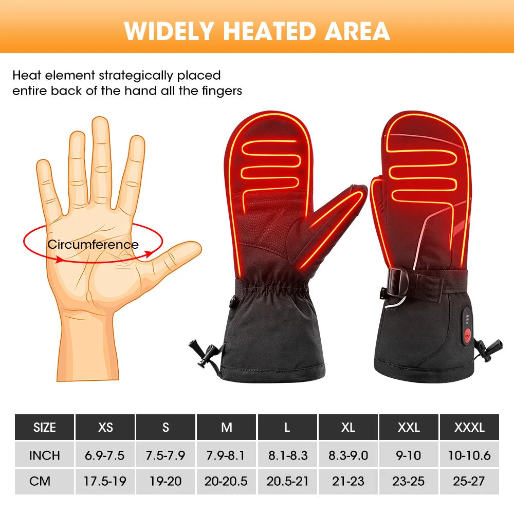 SNOW DEER Electric Heating Glove Winter Thermal Gloves Rechargeable with Battery for Men Women Waterproof Heated Ski Mittens