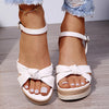 Rimocy 2023 Summer Flat Heel Sandals for Women Casual Plus Size Beach Slippers Woman Pu Leather Strap Slip-On Gladiator Sandals