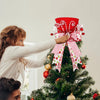 New Christmas Top Hat Tree Top Festive Christmas Tree Topper Hat Foldable Design With Bow Candy Cane Xmas Decoration