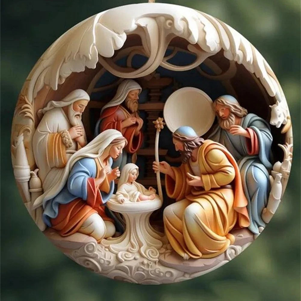 3D Easter Nativity Keepsake Christmas Ornament Acrylic Car Pendant Prayer Pendant Jesus Christ Religious Hanging Tree Decoration