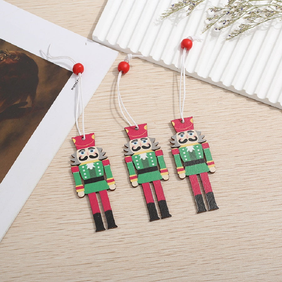 9Pcs Christmas Wooden Nutcracker Soldier Hanging Pendants Christmas Tree Ornaments Xmas New Year Party Decorations Supplies