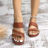 Rimocy 2023 Summer Flat Heel Sandals for Women Casual Plus Size Beach Slippers Woman Pu Leather Strap Slip-On Gladiator Sandals